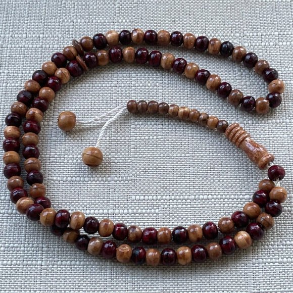 Real Wood Pray Beads Brown/Red Bead Handmade Tasbeeh Islamic Beads Tasbeh - Picture 1 of 9